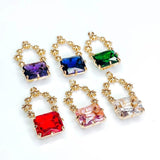 Rectangle Crystal Pendant Charms Jewelry Component 4pcs