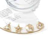 Copper plated 18K real zircon Pentagram DIY jewelry accessories 2pcs