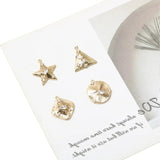 Copper plated 18K real zircon Pentagram DIY jewelry accessories 2pcs