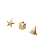 Copper plated 18K real zircon Pentagram DIY jewelry accessories 2pcs