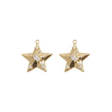 Copper plated 18K real zircon Pentagram DIY jewelry accessories 2pcs