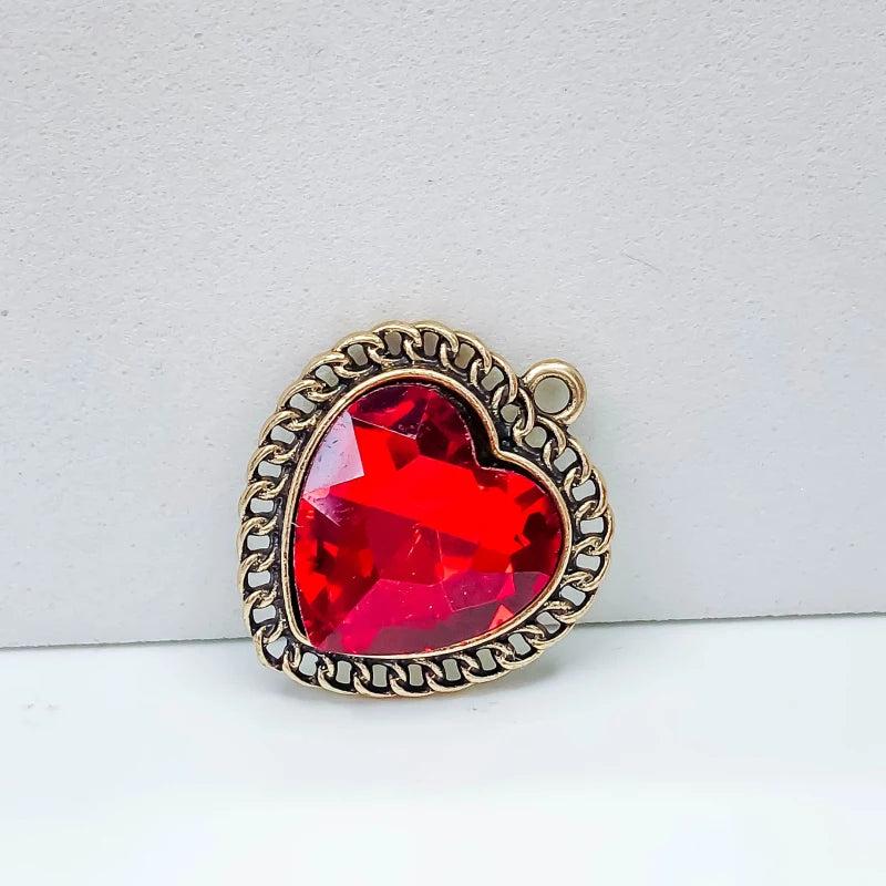 KC Heart Rhinestone Eardrop Crystal Pendant Charms Necklace Earring Accessories