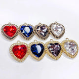 KC Heart Rhinestone Eardrop Crystal Pendant Charms Necklace Earring Accessories