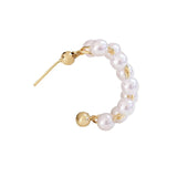 Semi-Circle C Niche Pearl Earrings Real S925 DIY Jewelry