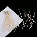 Copper Wire Pearl Woven Branches Tassels DIY Ear Stud Hairpin
