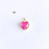 Colorful Glass Heart Eardrop Necklace Earring Charms 4pcs