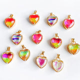 Colorful Glass Heart Eardrop Necklace Earring Charms 4pcs