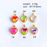 Colorful Glass Heart Eardrop Necklace Earring Charms 4pcs