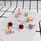 DIY Square Dripping Alloy Earring Accessories 4pcs