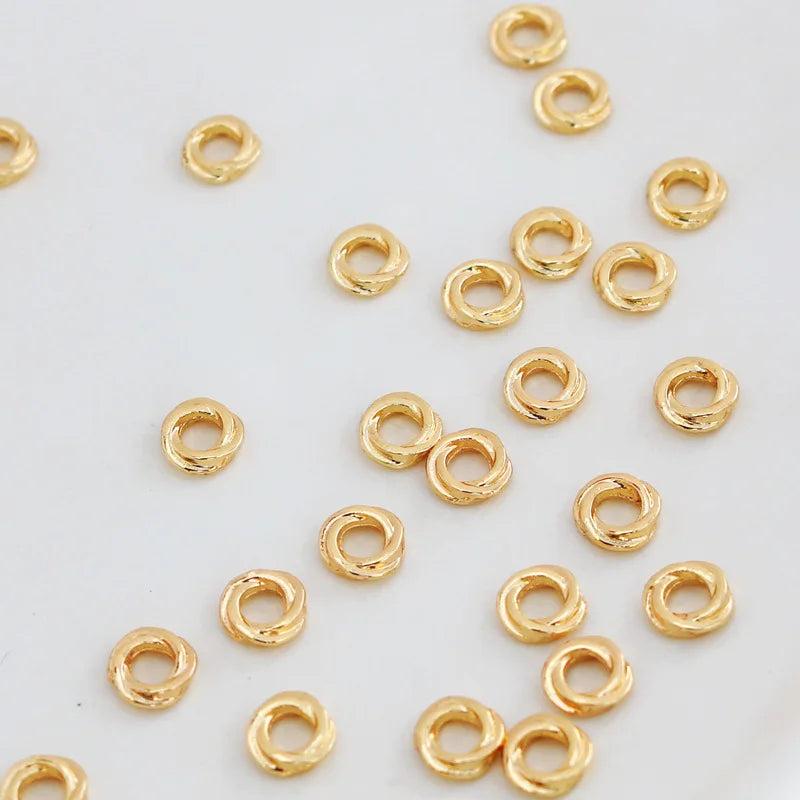 K Plated Twist Spacer Gasket Beads 4MM - 30pcs