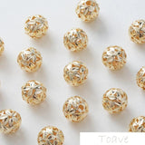 18K Plated Leaf Hollow Beads DIY Necklace Bracelet Accessory 2pcs