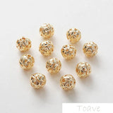 18K Plated Leaf Hollow Beads DIY Necklace Bracelet Accessory 2pcs