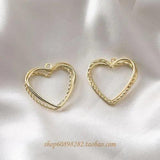 Diamond Peach Heart Three-Layer Twist Pendant DIY Earrings