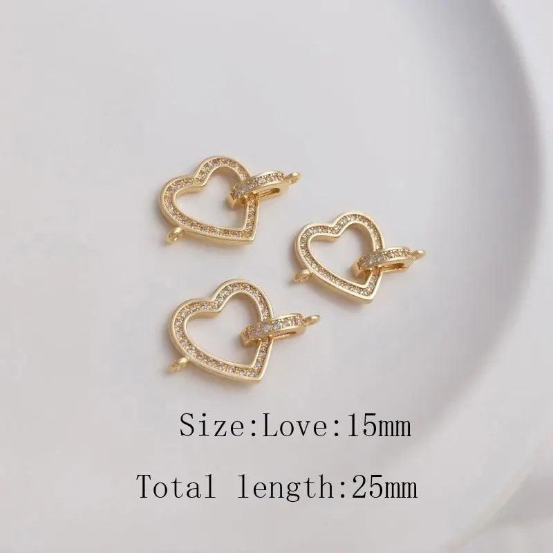 2Pcs 14k Plated Love Necklace Charms for Jewelry Making DIY Supplies