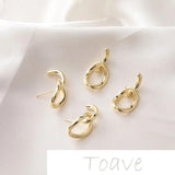 14K Gold-Covered Double Buckle Silver Stud Earrings DIY Material