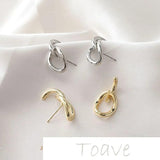 14K Gold-Covered Double Buckle Silver Stud Earrings DIY Material