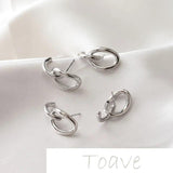 14K Gold-Covered Double Buckle Silver Stud Earrings DIY Material