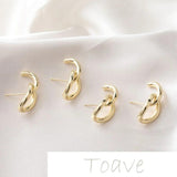 14K Gold-Covered Double Buckle Silver Stud Earrings DIY Material