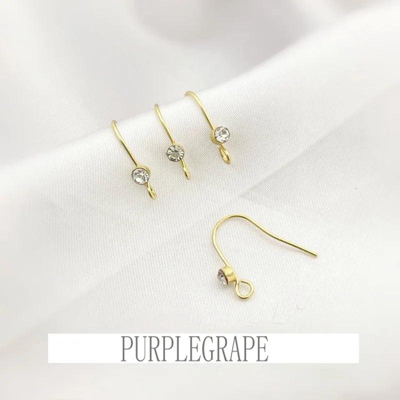 Copper Red Rhinestone Ear Hook DIY Earring Material Hand-made Accessories