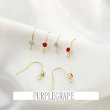 Copper Red Rhinestone Ear Hook DIY Earring Material Hand-made Accessories