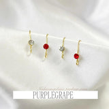 Copper Red Rhinestone Ear Hook DIY Earring Material Hand-made Accessories