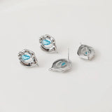 Hand-made 14K Sea Zircon Earrings Irregular Bump Inlay DIY Material Accessory