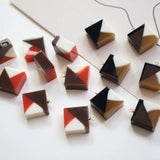 Chocolate Square 18K Real Cap DIY Ear Stud Pendant