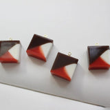 Chocolate Square 18K Real Cap DIY Ear Stud Pendant