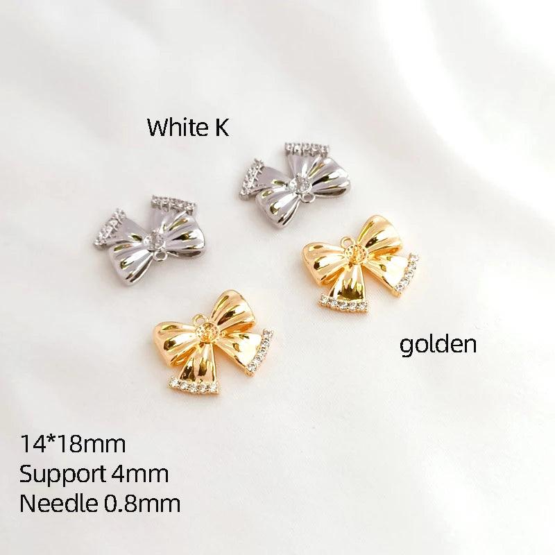 Copper-Wrapped 14K Set Zircon Bow Pendant DIY Necklace Earrings Material