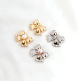 Copper-Wrapped 14K Set Zircon Bow Pendant DIY Necklace Earrings Material