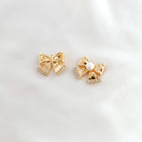 Copper-Wrapped 14K Set Zircon Bow Pendant DIY Necklace Earrings Material