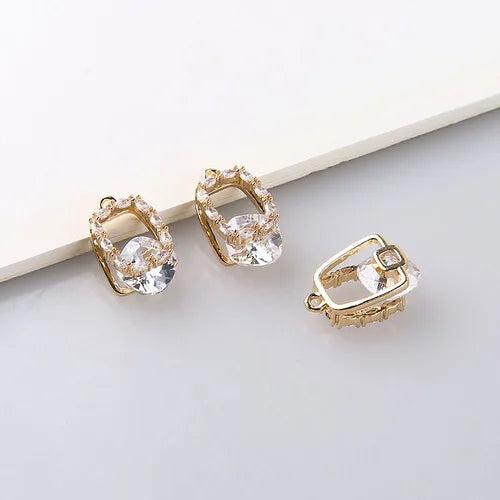 Zircon Copper Plating Pendant DIY Jewelry Material 2pcs