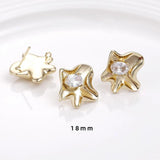 Copper plated 14k Heteromorphic Flower Ear Needle with Zircon Inlay