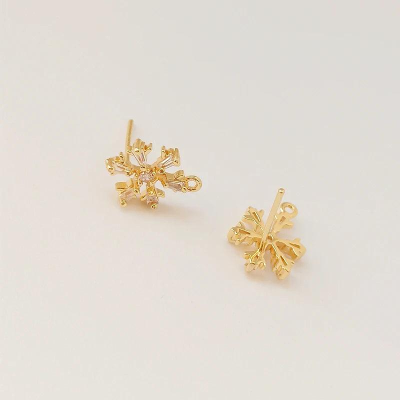 Copper Clad 14K Zircon Snowflake Earrings DIY Jewelry Material