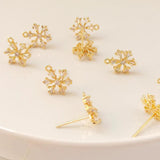 Copper Clad 14K Zircon Snowflake Earrings DIY Jewelry Material
