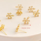 Copper Clad 14K Zircon Snowflake Earrings DIY Jewelry Material