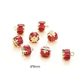 4pcs 8*8mm Copper Clad 14K Zircon Mini Pendant DIY Jewelry Materials