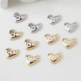 2PCS Heart Pendant Zircon Charms for Jewelry Making DIY Brass 14k Plated