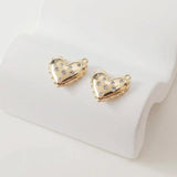 2PCS Heart Pendant Zircon Charms for Jewelry Making DIY Brass 14k Plated