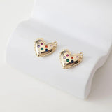 2PCS Heart Pendant Zircon Charms for Jewelry Making DIY Brass 14k Plated