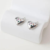 2PCS Heart Pendant Zircon Charms for Jewelry Making DIY Brass 14k Plated