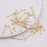 50pcs 18K Plated Metal Ball Head Pins Eye Pins for DIY Earrings Jewelry Making