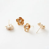 18K Gold-Covered 3D Flower Zircon Earrings DIY Hand-Made Material