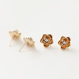 18K Gold-Covered 3D Flower Zircon Earrings DIY Hand-Made Material