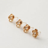 18K Gold-Covered 3D Flower Zircon Earrings DIY Hand-Made Material