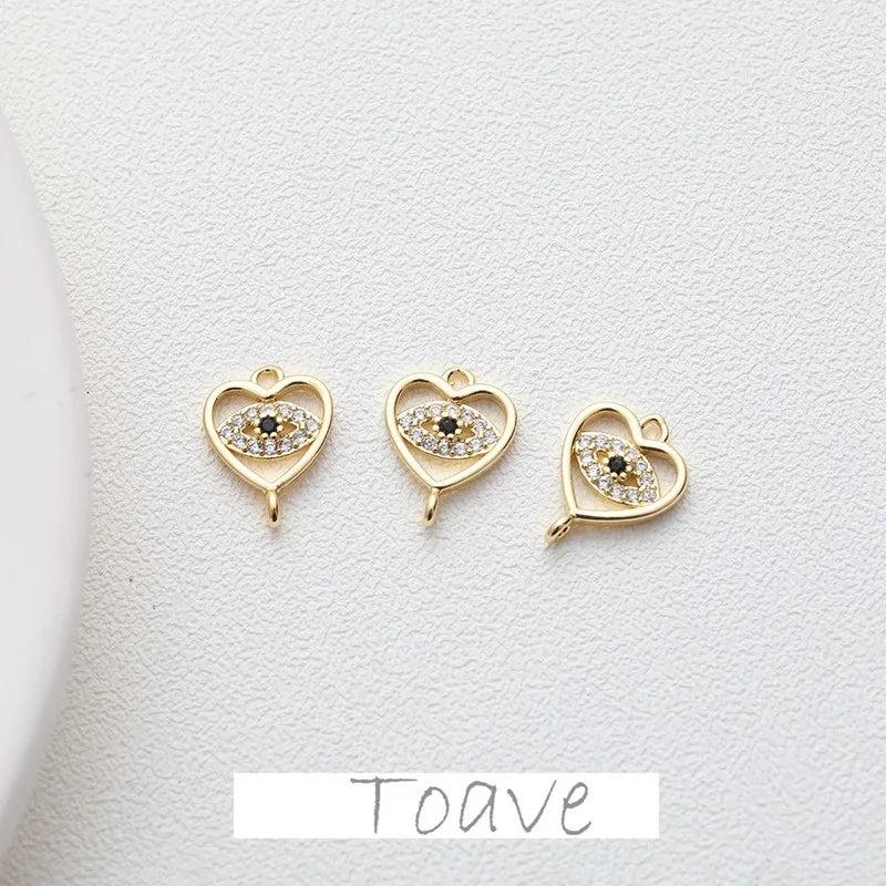 14K Electroplating Love Eyes Double Hanging DIY Jewelry Making Material