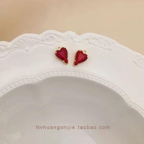18K Red Zircon Love Pendant DIY Jewelry Set