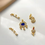 Cat's Eye Stone Bamboo Pendant Necklace DIY 18K