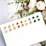 S925 Silver Opal Ear Pin Set Vintage Texture DIY Earring Material