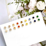 S925 Silver Opal Ear Pin Set Vintage Texture DIY Earring Material